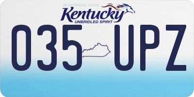 KY license plate 035UPZ