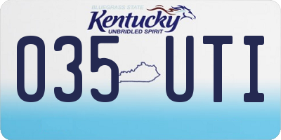KY license plate 035UTI