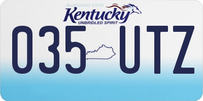 KY license plate 035UTZ