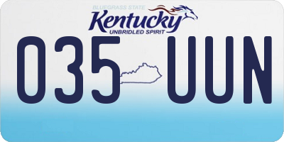 KY license plate 035UUN