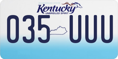 KY license plate 035UUU