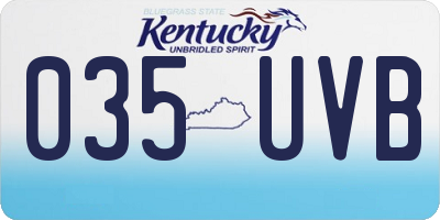 KY license plate 035UVB