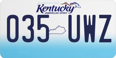 KY license plate 035UWZ