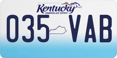 KY license plate 035VAB