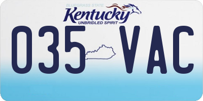 KY license plate 035VAC