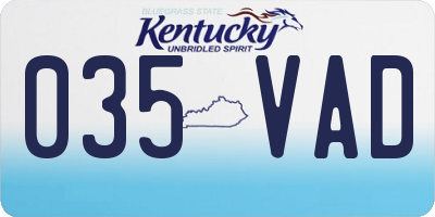 KY license plate 035VAD