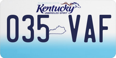 KY license plate 035VAF