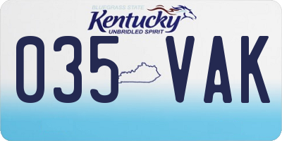 KY license plate 035VAK