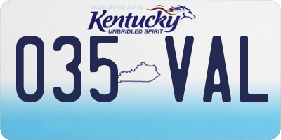 KY license plate 035VAL
