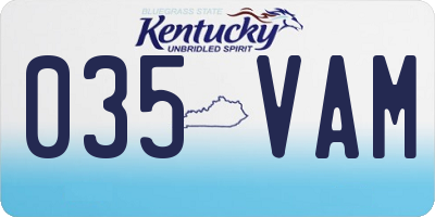 KY license plate 035VAM