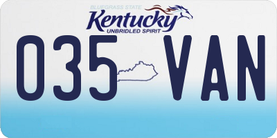KY license plate 035VAN