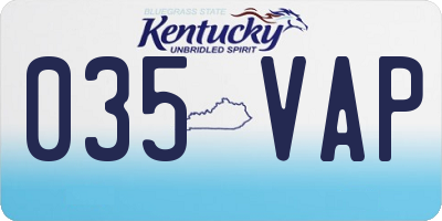 KY license plate 035VAP