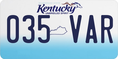 KY license plate 035VAR