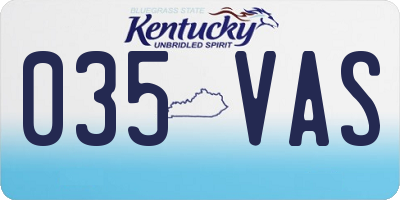 KY license plate 035VAS