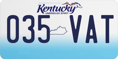 KY license plate 035VAT