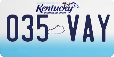 KY license plate 035VAY