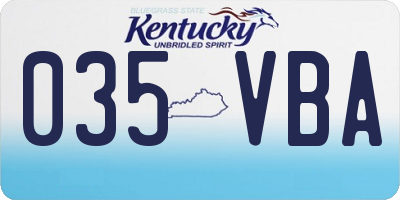 KY license plate 035VBA