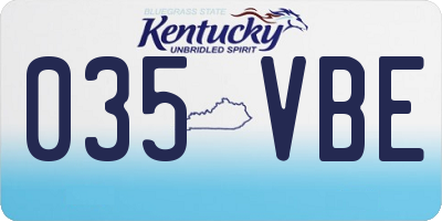 KY license plate 035VBE