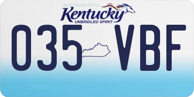 KY license plate 035VBF