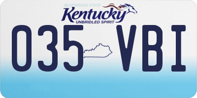 KY license plate 035VBI