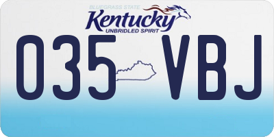 KY license plate 035VBJ