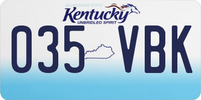 KY license plate 035VBK
