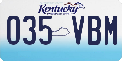 KY license plate 035VBM
