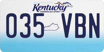 KY license plate 035VBN