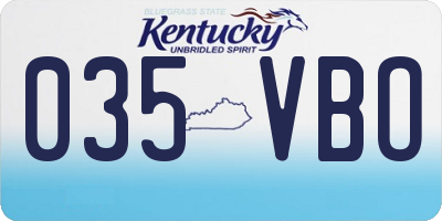KY license plate 035VBO