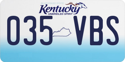 KY license plate 035VBS