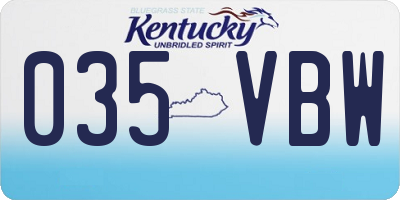 KY license plate 035VBW
