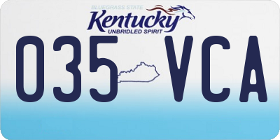 KY license plate 035VCA