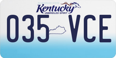 KY license plate 035VCE