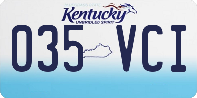 KY license plate 035VCI