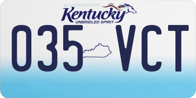 KY license plate 035VCT