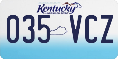 KY license plate 035VCZ
