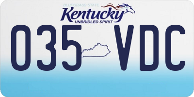 KY license plate 035VDC