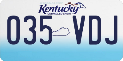 KY license plate 035VDJ