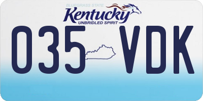 KY license plate 035VDK