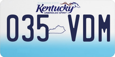 KY license plate 035VDM