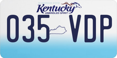 KY license plate 035VDP