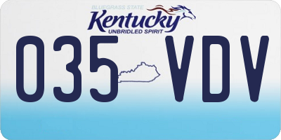 KY license plate 035VDV
