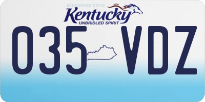 KY license plate 035VDZ