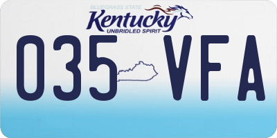 KY license plate 035VFA