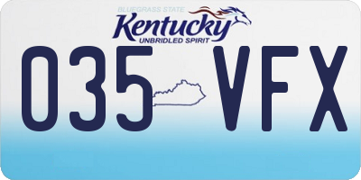 KY license plate 035VFX