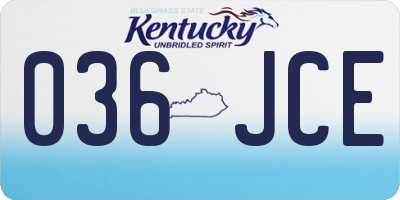 KY license plate 036JCE