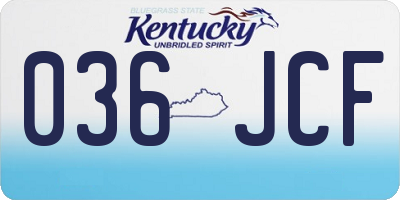 KY license plate 036JCF