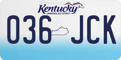 KY license plate 036JCK