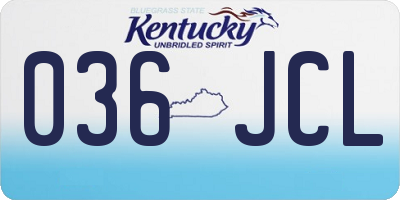 KY license plate 036JCL