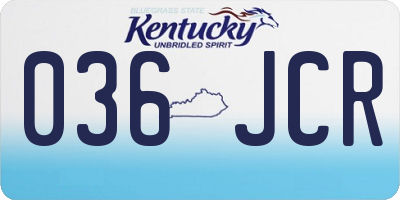 KY license plate 036JCR